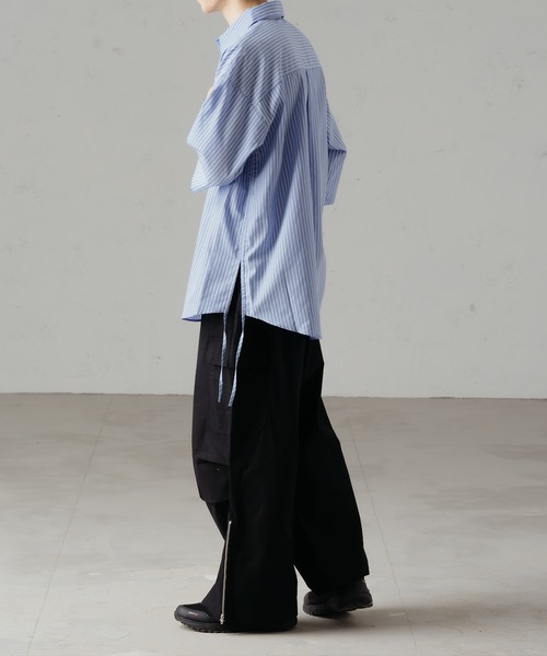 epnok（エプノック）の「シャーリングストライプルーズシャツ（シャツ/ブラウス・メンズ・ダークグレー/サックスブルー/ブルー/オフホワイト・SMALL/MEDIUM/LARGE）」の18枚目の写真