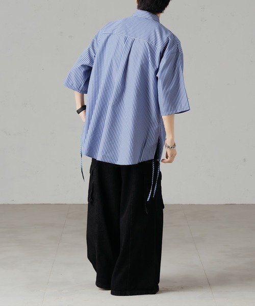 epnok（エプノック）の「シャーリングストライプルーズシャツ（シャツ/ブラウス・メンズ・ダークグレー/サックスブルー/ブルー/オフホワイト・SMALL/MEDIUM/LARGE）」の20枚目の写真