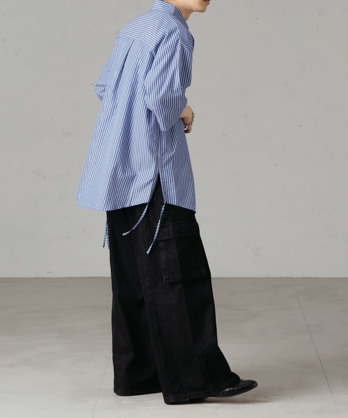 epnok（エプノック）の「シャーリングストライプルーズシャツ（シャツ/ブラウス・メンズ・ダークグレー/サックスブルー/ブルー/オフホワイト・SMALL/MEDIUM/LARGE）」の15枚目の写真