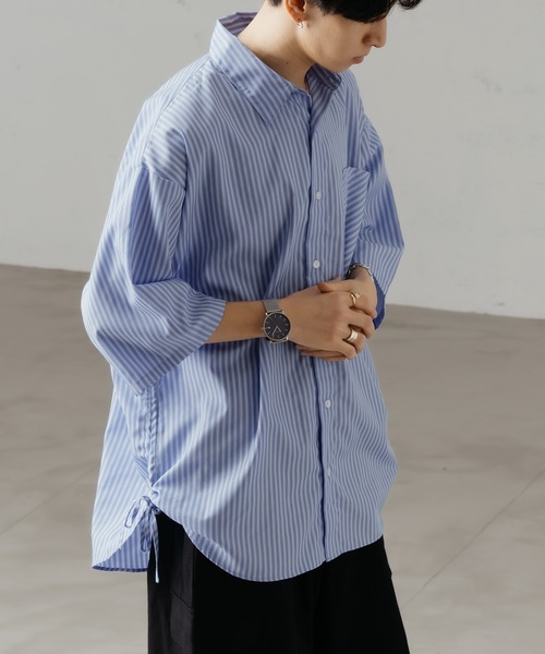 epnok（エプノック）の「シャーリングストライプルーズシャツ（シャツ/ブラウス・メンズ・ダークグレー/サックスブルー/ブルー/オフホワイト・SMALL/MEDIUM/LARGE）」の12枚目の写真