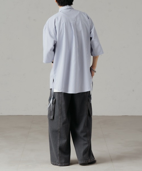 epnok（エプノック）の「シャーリングストライプルーズシャツ（シャツ/ブラウス・メンズ・ダークグレー/サックスブルー/ブルー/オフホワイト・SMALL/MEDIUM/LARGE）」の11枚目の写真