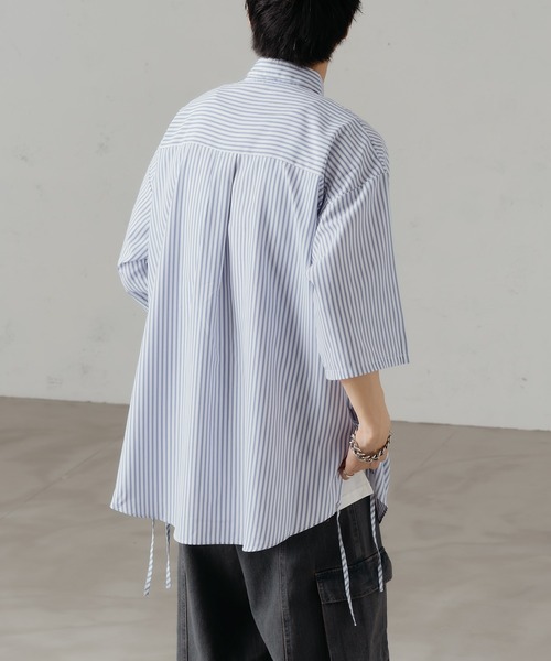 epnok（エプノック）の「シャーリングストライプルーズシャツ（シャツ/ブラウス・メンズ・ダークグレー/サックスブルー/ブルー/オフホワイト・SMALL/MEDIUM/LARGE）」の5枚目の写真