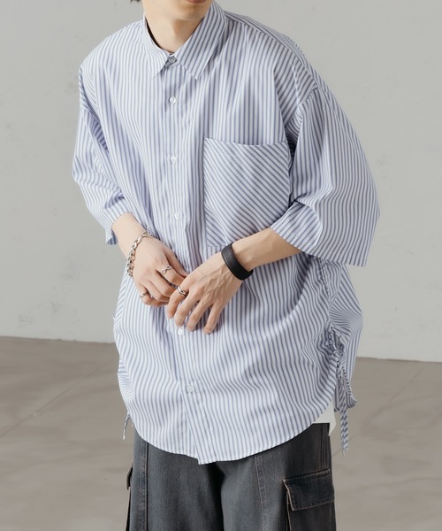 epnok（エプノック）の「シャーリングストライプルーズシャツ（シャツ/ブラウス・メンズ・ダークグレー/サックスブルー/ブルー/オフホワイト・SMALL/MEDIUM/LARGE）」の21枚目の写真