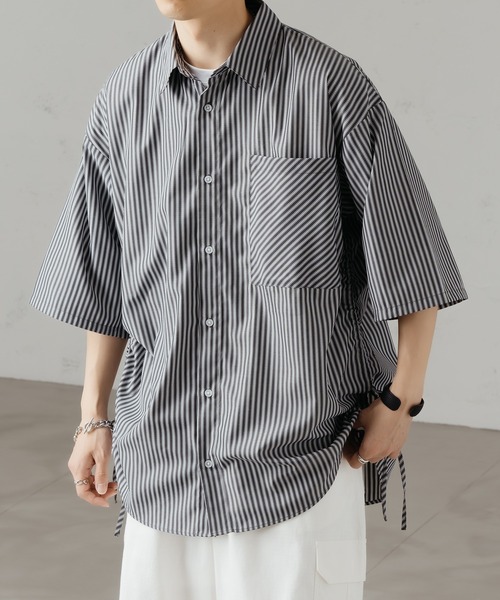 epnok（エプノック）の「シャーリングストライプルーズシャツ（シャツ/ブラウス・メンズ・ダークグレー/サックスブルー/ブルー/オフホワイト・SMALL/MEDIUM/LARGE）」の6枚目の写真