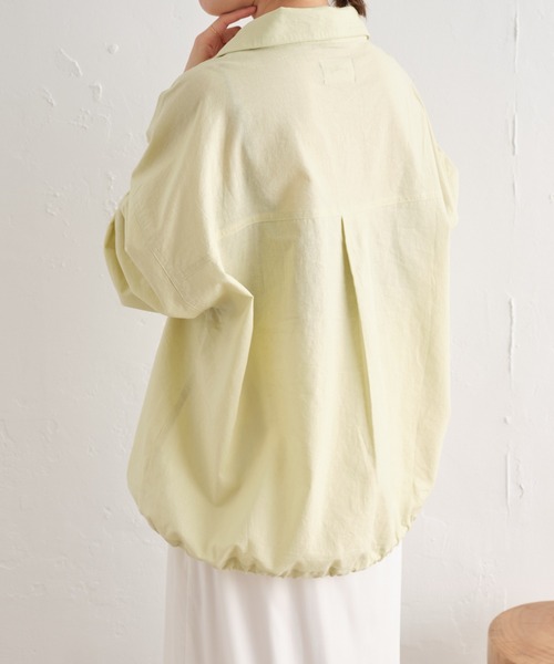 Omekashi（オメカシ）の「リネンジップシャツ（シャツ/ブラウス・レディース・ピンク/ライム/オフホワイト・FREE）」の8枚目の写真