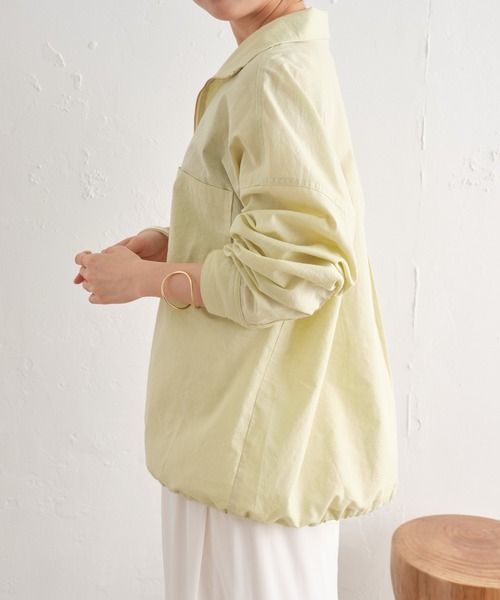 Omekashi（オメカシ）の「リネンジップシャツ（シャツ/ブラウス・レディース・ピンク/ライム/オフホワイト・FREE）」の9枚目の写真