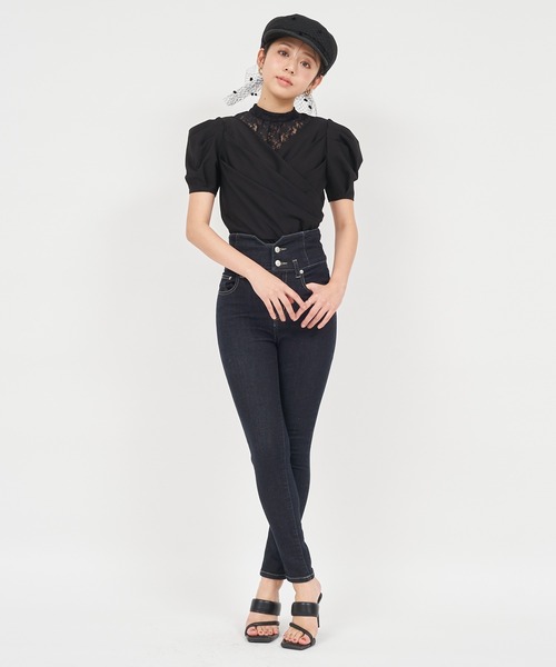 ROYAL PARTY（ロイヤルパーティー）の「カシュクールレイヤードレーストップス（Tシャツ/カットソー・レディース・ベージュ/ピンク/ブラック・FREE）」の6枚目の写真