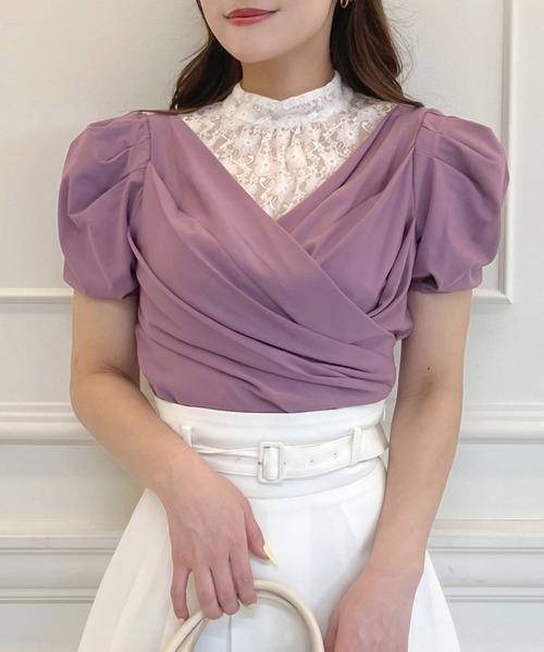 ROYAL PARTY（ロイヤルパーティー）の「カシュクールレイヤードレーストップス（Tシャツ/カットソー・レディース・ベージュ/ピンク/ブラック・FREE）」の22枚目の写真