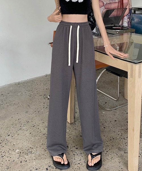 shopnikoniko（ショップニコニコ）の「ドロスト ハイウエスト ワイドパンツ（その他パンツ・レディース・ホワイト/ブラック/グレー・フリー）」の14枚目の写真