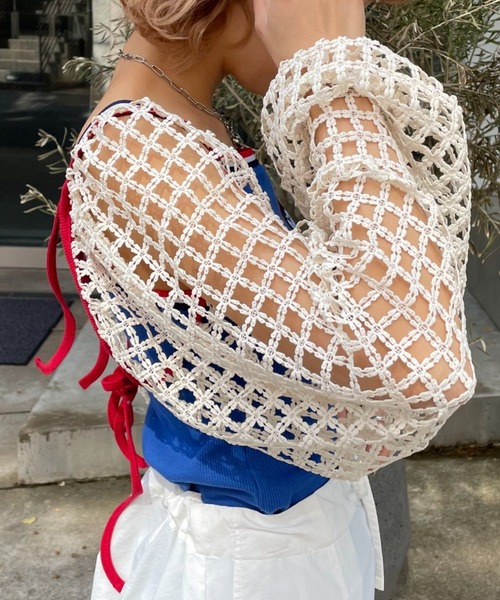 HELLO.SANFRANCISCO（ハローサンフランシスコ）の「【HELLO.SANFRANCISCO/ハローサンフランシスコ】フラワーレース配色ボレロ（カーディガン/ボレロ・レディース・ホワイト・FREE）」の17枚目の写真