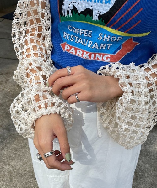 HELLO.SANFRANCISCO（ハローサンフランシスコ）の「【HELLO.SANFRANCISCO/ハローサンフランシスコ】フラワーレース配色ボレロ（カーディガン/ボレロ・レディース・ホワイト・FREE）」の16枚目の写真