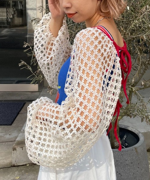 HELLO.SANFRANCISCO（ハローサンフランシスコ）の「【HELLO.SANFRANCISCO/ハローサンフランシスコ】フラワーレース配色ボレロ（カーディガン/ボレロ・レディース・ホワイト・FREE）」の7枚目の写真