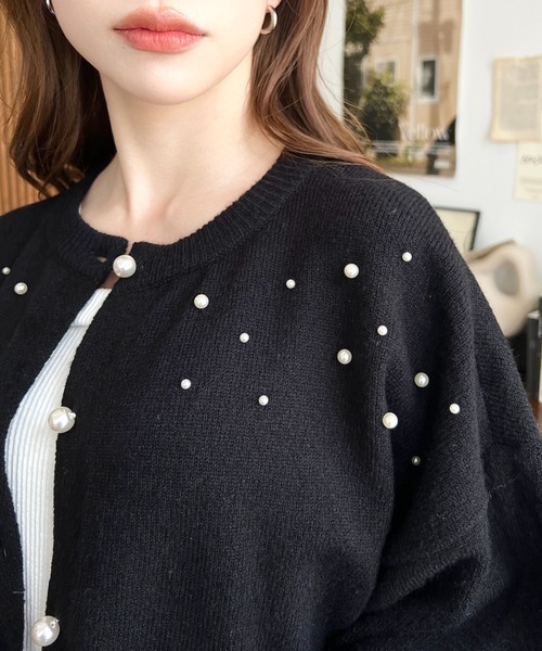 moment+（モーメントプラス）の「ドットパールクルーネックニットカーデ（カーディガン/ボレロ・レディース・ピンク/ブルー/ブラック/アイボリー・M/L）」の21枚目の写真