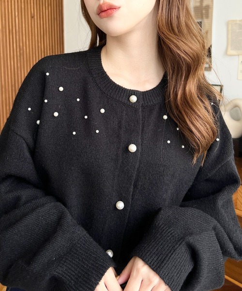 moment+（モーメントプラス）の「ドットパールクルーネックニットカーデ（カーディガン/ボレロ・レディース・ピンク/ブルー/ブラック/アイボリー・M/L）」の19枚目の写真