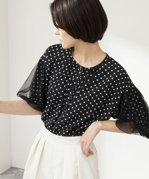 NOLLEY’S(ノーリーズ)の「◇【WEB限定】袖チュールブラウス(シャツ/ブラウス・レディース・ブラック/オフホワイト/ホワイト系その他4/ブラック系その他3・FREE)」の9枚目の写真