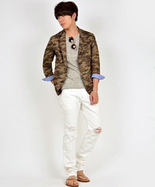 SHIPS JET BLUE（シップスジェットブルー）の「SHIPS JET BLUE (シップス ジェットブルー): クラッシュデニムパンツ ホワイト■（デニムパンツ・メンズ・ホワイト・MEDIUM/SMALL/LARGE）」の10枚目の写真