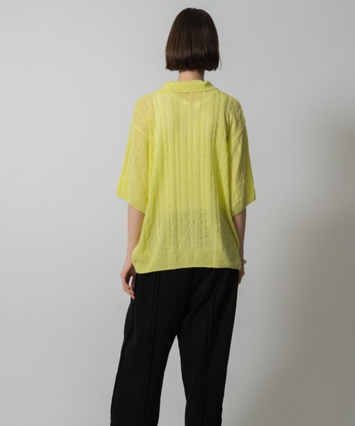 D.TT.K（ディティーティーケー）の「【ユニセックス】KNIT POLO レースニット ポロ（ニット/セーター・メンズ・ブラック/イエロー/グリーン・FREE）」の7枚目の写真
