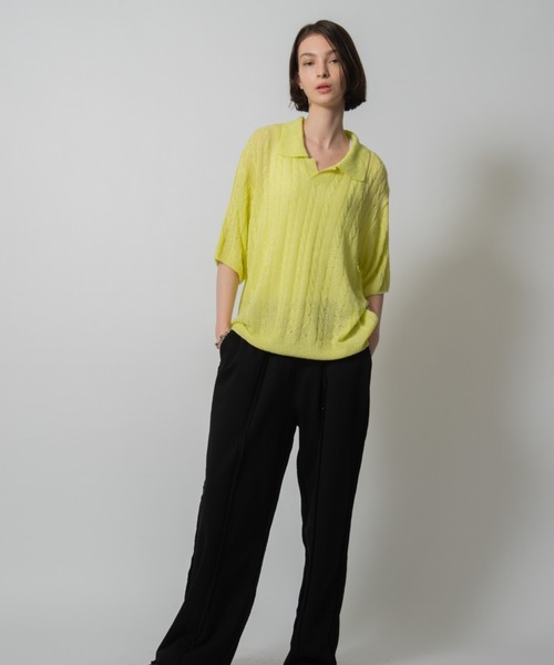 D.TT.K（ディティーティーケー）の「【ユニセックス】KNIT POLO レースニット ポロ（ニット/セーター・メンズ・ブラック/イエロー/グリーン・FREE）」の8枚目の写真