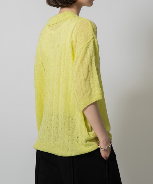 D.TT.K（ディティーティーケー）の「【ユニセックス】KNIT POLO レースニット ポロ（ニット/セーター・メンズ・ブラック/イエロー/グリーン・FREE）」の16枚目の写真