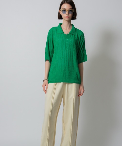 D.TT.K（ディティーティーケー）の「【ユニセックス】KNIT POLO レースニット ポロ（ニット/セーター・メンズ・ブラック/イエロー/グリーン・FREE）」の17枚目の写真