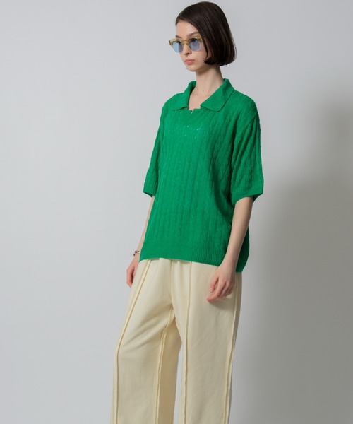 D.TT.K（ディティーティーケー）の「【ユニセックス】KNIT POLO レースニット ポロ（ニット/セーター・メンズ・ブラック/イエロー/グリーン・FREE）」の18枚目の写真
