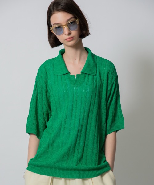 D.TT.K（ディティーティーケー）の「【ユニセックス】KNIT POLO レースニット ポロ（ニット/セーター・メンズ・ブラック/イエロー/グリーン・FREE）」の22枚目の写真
