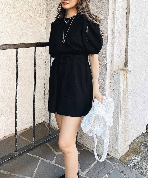 esutoreja（エストレジャ）の「バルーンスリーブショートパンツセットアップ（セットアップ・レディース・ブラック/カーキ・FREE）」の3枚目の写真