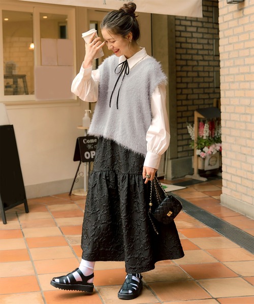 titivate（ティティベイト）の「シャギーニットベスト（ベスト・レディース・ベージュ/ライトグレー/アイボリー/ライトピンク・FREE）」の12枚目の写真