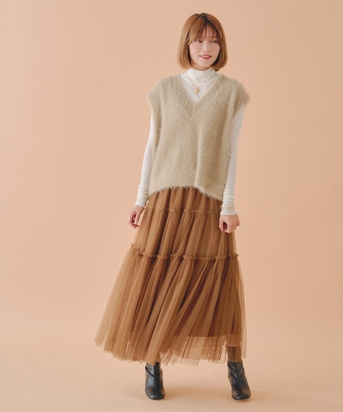 titivate（ティティベイト）の「シャギーニットベスト（ベスト・レディース・ベージュ/ライトグレー/アイボリー/ライトピンク・FREE）」の14枚目の写真