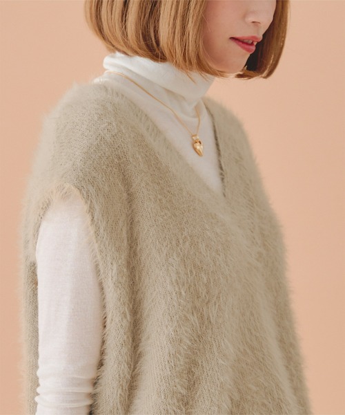 titivate（ティティベイト）の「シャギーニットベスト（ベスト・レディース・ベージュ/ライトグレー/アイボリー/ライトピンク・FREE）」の15枚目の写真