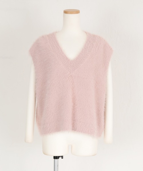 titivate（ティティベイト）の「シャギーニットベスト（ベスト・レディース・ベージュ/ライトグレー/アイボリー/ライトピンク・FREE）」の17枚目の写真