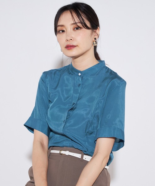 A/C DESIGN BY ALPHA CUBIC（エーシーデザインバイアルファキュービック）の「シアーブラウス（シャツ/ブラウス・レディース・ブルー/オフホワイト/ブラック・11号/9号/13号）」の3枚目の写真