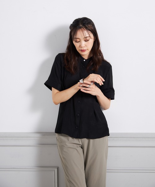 A/C DESIGN BY ALPHA CUBIC（エーシーデザインバイアルファキュービック）の「シアーブラウス（シャツ/ブラウス・レディース・ブルー/オフホワイト/ブラック・11号/9号/13号）」の13枚目の写真