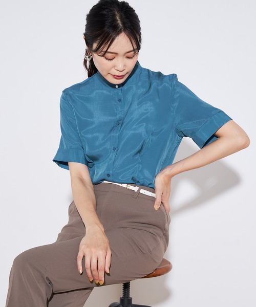 A/C DESIGN BY ALPHA CUBIC（エーシーデザインバイアルファキュービック）の「シアーブラウス（シャツ/ブラウス・レディース・ブルー/オフホワイト/ブラック・11号/9号/13号）」の20枚目の写真