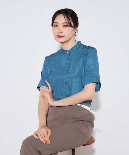 A/C DESIGN BY ALPHA CUBIC（エーシーデザインバイアルファキュービック）の「シアーブラウス（シャツ/ブラウス・レディース・ブルー/オフホワイト/ブラック・11号/9号/13号）」の21枚目の写真