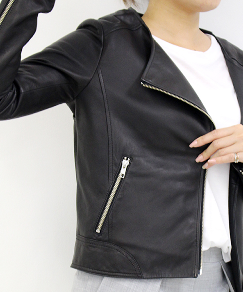 robbem(ロベム)の「【robbem】レザーライダースジャケット(ライダースジャケット・レディース・ブラック・40/38)」の2枚目の写真