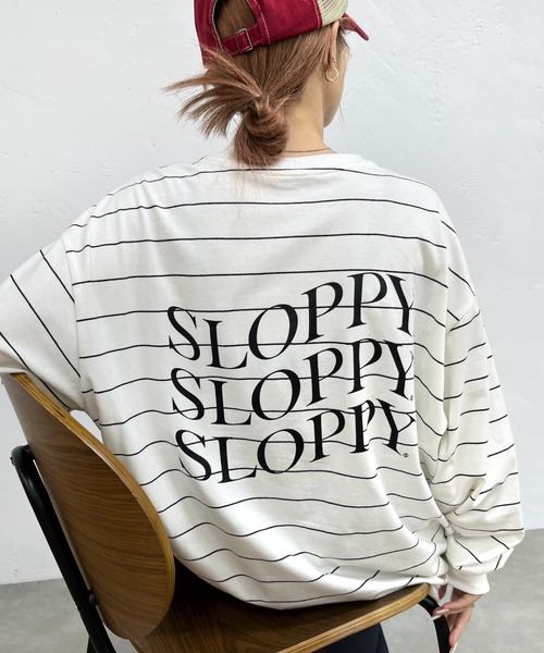 WHO'S WHO gallery(フーズフーギャラリー)の「《WEB限定》【 SLOPPY/スロッピー】ボーダービッグロンTEE(Tシャツ/カットソー・レディース・ブラック/オフホワイト・FREE)」の5枚目の写真