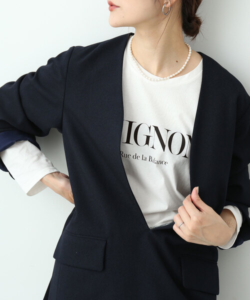 SLOBE IENA（スローブイエナ）の「AVIGNONロングTEE（Tシャツ/カットソー・レディース・ホワイト/チャコールグレー/ベージュ・FREE）」の2枚目の写真