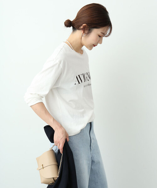 SLOBE IENA（スローブイエナ）の「AVIGNONロングTEE（Tシャツ/カットソー・レディース・ホワイト/チャコールグレー/ベージュ・FREE）」の7枚目の写真
