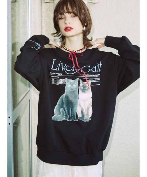 jouetie（ジュエティ）の「キャットルーズプルオーバー【スウェット/トレーナー】（スウェット・レディース・オフホワイト/ブラック/パープル・MEDIUM）」の4枚目の写真