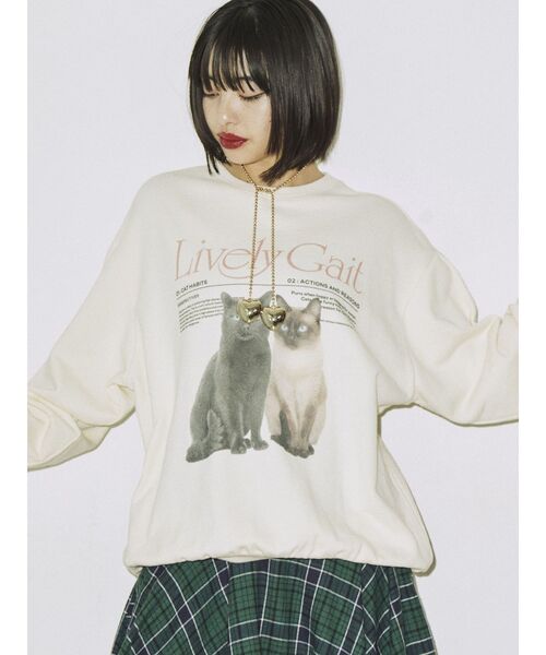 jouetie（ジュエティ）の「キャットルーズプルオーバー【スウェット/トレーナー】（スウェット・レディース・オフホワイト/ブラック/パープル・MEDIUM）」の5枚目の写真