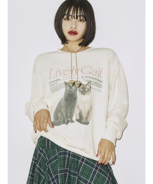 jouetie（ジュエティ）の「キャットルーズプルオーバー【スウェット/トレーナー】（スウェット・レディース・オフホワイト/ブラック/パープル・MEDIUM）」の6枚目の写真