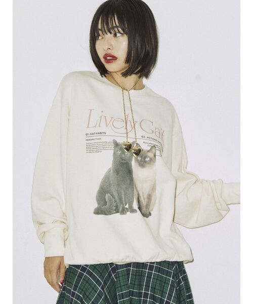 jouetie（ジュエティ）の「キャットルーズプルオーバー【スウェット/トレーナー】（スウェット・レディース・オフホワイト/ブラック/パープル・MEDIUM）」の7枚目の写真