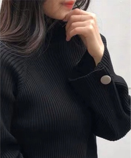 ROOPTOKYO（ループトウキョウ）の「袖ボタンハイネックニット（ニット/セーター・レディース・ブラウン/ホワイト/グリーン/ブラック・FREE）」の16枚目の写真