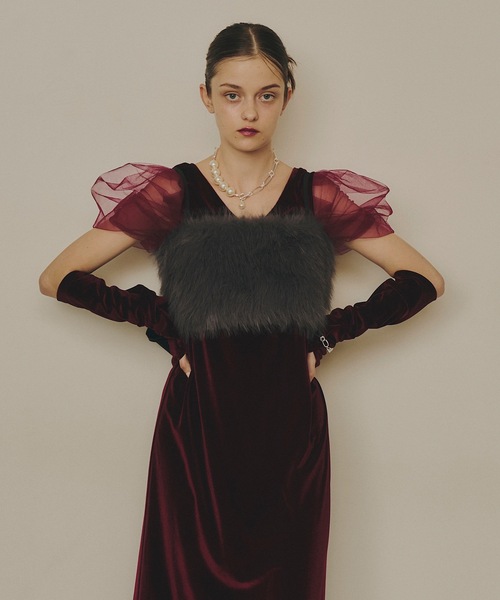 VIOLETTA(ヴィオレッタ)の「バックリボンボリュームファービスチェ(その他トップス・レディース・チャコールグレー/ブルー/ブラック/ホワイト/レッド・FREE)」の18枚目の写真