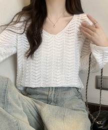 透かし編みニット