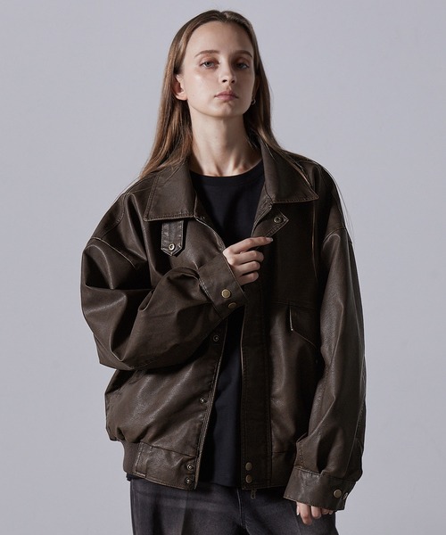 ヴィンテージデザイン合皮ブルゾン CLEL（クレイル）の「【CLEL】Vintage Design Blouson