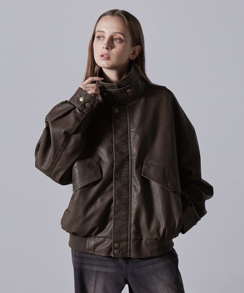 完売品！クレイル合皮ブルゾン CLEL】Vintage Design Blouson/ヴィンテージデザイン合皮