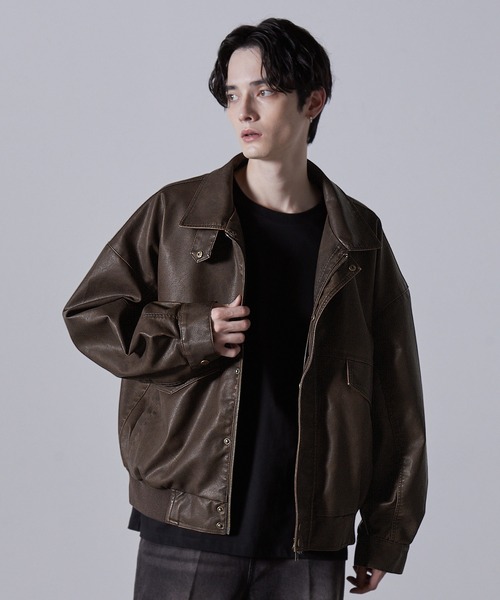 セール】【CLEL】Vintage Design Blouson/ヴィンテージデザイン合皮