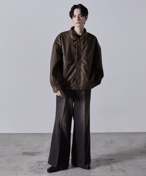 CLEL】Vintage Design Blouson/ヴィンテージデザイン合皮